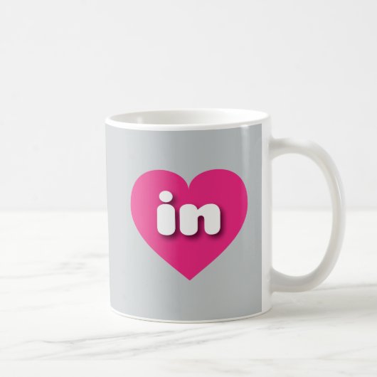Mug Indiana coeur rose chaud - J'aime dans (Droite)
