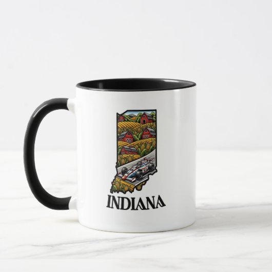 Mug Indiana State Tattoo Style Cornfields & Barnes (Gauche)
