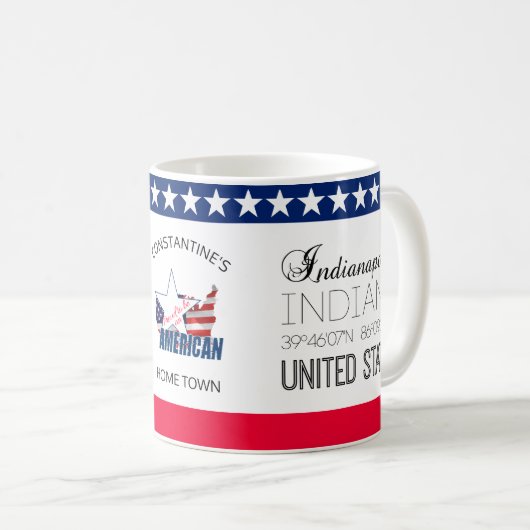 Mug Indianapolis, Indiana, États-Unis élégant (Devant droit)