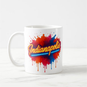 Mug Indianapolis Neon Retro Paint Splash coloré