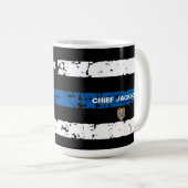 Mug Indicateur de la ligne bleue mince (Devant droit)