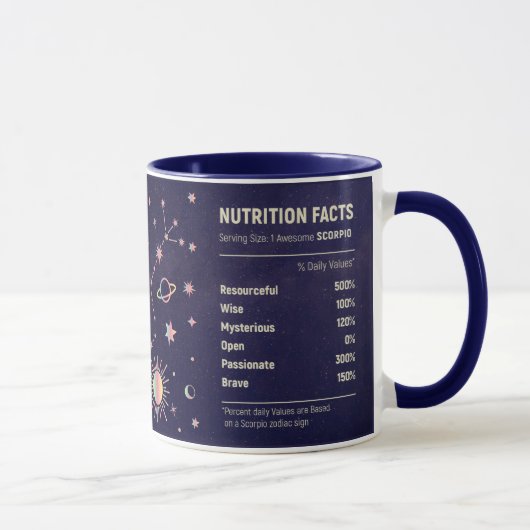 Mug Indication nutritionnelle du zodiaque/Scorpio (Droite)