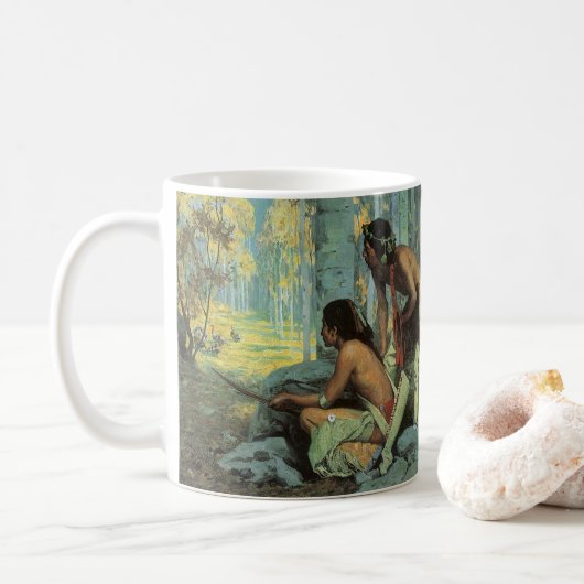 Mug Indiens vintages, Taos Turquie Chasseurs par souri (Avec donut)