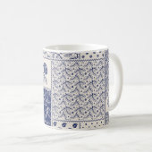 Mug Indigo Bleu Beige Floral Patchwork (Devant droit)
