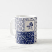 Mug Indigo Bleu Beige Floral Patchwork (Devant gauche)