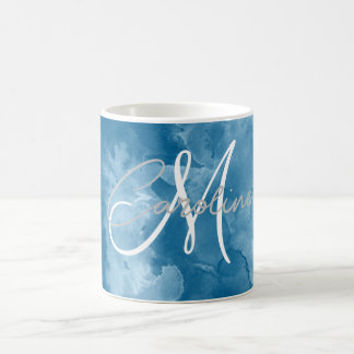 Mug Indigo Blue Shibori personnalisé Nom Abstrait du m