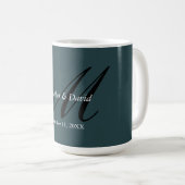 Mug Indigo Color Stylo mignon Monogram Mariage (Devant droit)