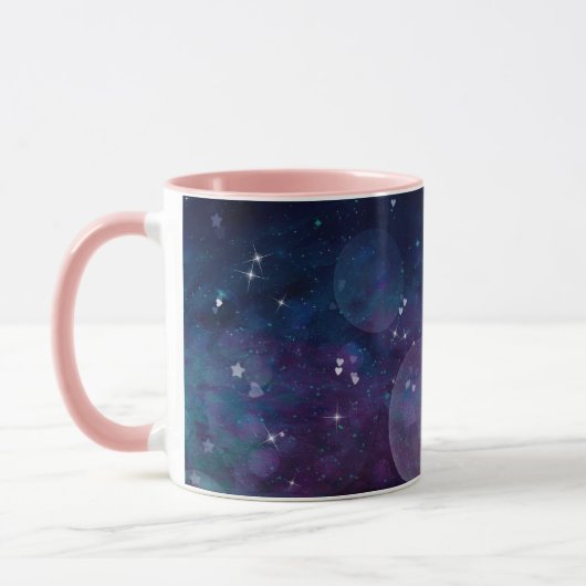 Mug Indigo Violet Plutôt Éclairé Coeurs et étoiles (Gauche)