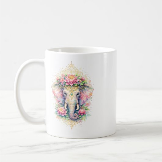 Mug Indischer Frühling - Elefant mit Blumen (Gauche)