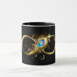 Mug Infinité avec plume de paon doré