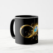 Mug Infinité avec plume de paon doré (Devant gauche)