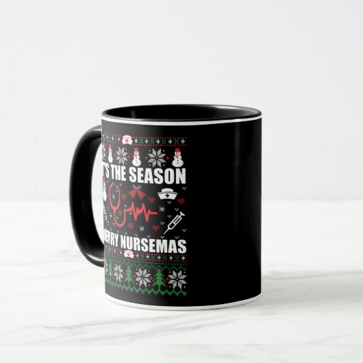 Mug Infirmière à pull de Noël (Devant gauche)