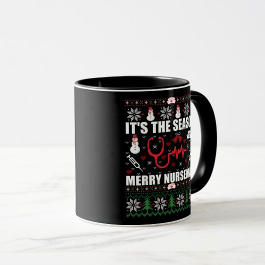 Mug Infirmière à pull de Noël (Devant droit)