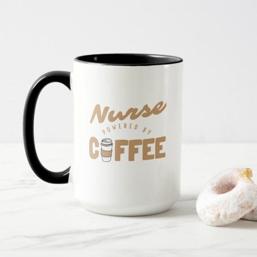 Mug Infirmière Alimentée Par Café Drôle (Avec donut)