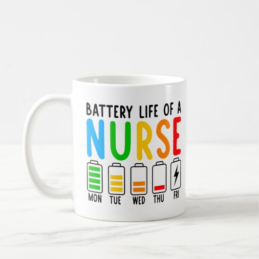 Mug Infirmière amusante - Batterie vie d'une infirmièr (Gauche)