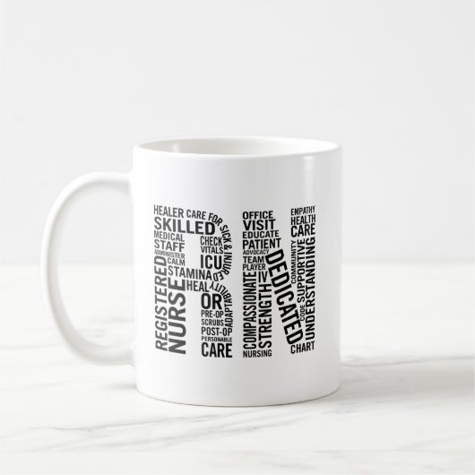 Mug Infirmière autorisée Word Art RN (Gauche)