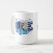Mug Infirmière bleu audacieux motif animal, fleurs (Devant gauche)