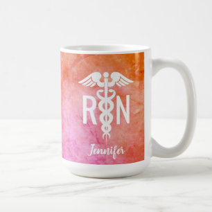 Mug Infirmière colorée RN Pink Aquarelle personnalis