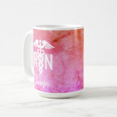 Mug Infirmière colorée RN Pink Aquarelle personnalisée (Devant gauche)