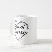 Mug Infirmière de l'école Coeur Mot Cloud (Devant gauche)