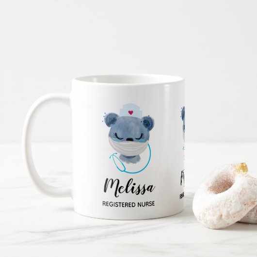Mug Infirmière de l'ours mignonne portant un Masque Mé (Avec donut)