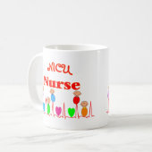Mug Infirmière de NICU--Graphiques adorables de bébé (Devant gauche)