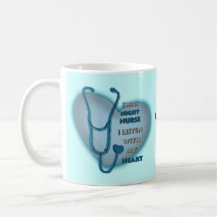 Mug Infirmière de nuit au cœur bleu