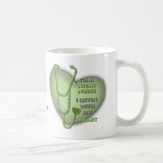 Mug Infirmière de nuit du coeur vert (Droite)