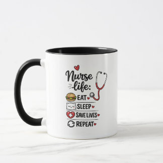 Mug Infirmière de vie : Manger Dormir Sauver des vies