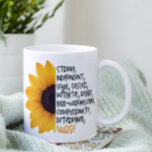 Mug Infirmière Définition Sunflower jaune Travailleur<br><div class="desc">Ce design moderne comprend la définition des qualités d'une infirmière avec un tournesol jaune #infirmière #giftsforinfirmières #café #coffeemugs #essentialworker #mugs</div>