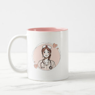 Mug Infirmière Dessinée à la Main Cadeau Personnal