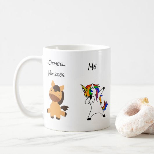 Mug Infirmière drôle Dabbing Unicorn Horse (Avec donut)