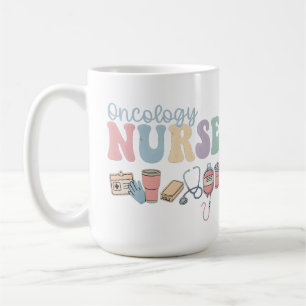 Mug Infirmière en oncologie colorée Rétro esthétique