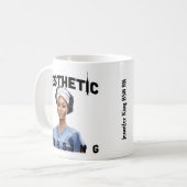 Mug infirmière esthétique noire nom personnalisé rn ca (Devant gauche)