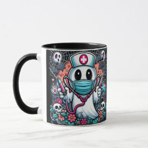 Mug Infirmière fantôme en Masque et Casquette : Hallow