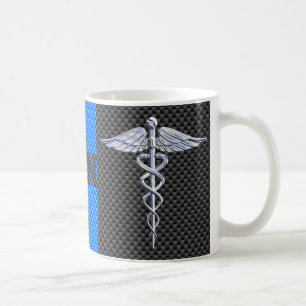 Mug Infirmière inscrite RN Caduceus Carbon Fiber Style