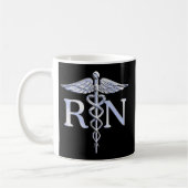Mug Infirmière inscrite RN Silver Caduceus Snakes Blac (Gauche)