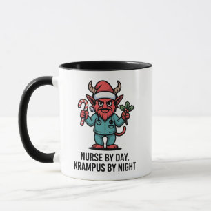Mug Infirmière le jour, Krampus la nuit Infirmière en