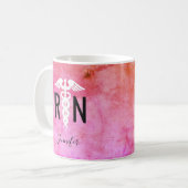 Mug Infirmière moderne RN Caduceus Colorful Ombre Nom (Devant gauche)