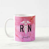 Mug Infirmière moderne RN Caduceus Colorful Ombre Nom (Gauche)