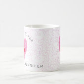Mug Infirmière Monogramme Coeurs roses Monogramme Nom (Centre)