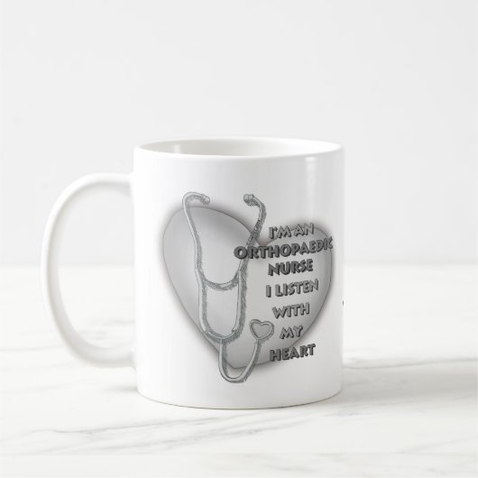 Mug Infirmière orthopédique du coeur gris (Gauche)