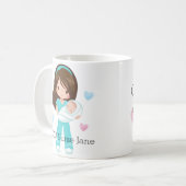 Mug Infirmière personnalisée de la brune NICU avec le (Devant gauche)