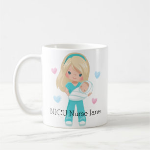 Mug Infirmière personnalisée des cheveux blonds NICU