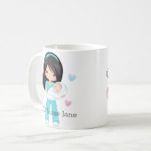 Mug Infirmière personnalisée des cheveux noirs NICU (Devant gauche)