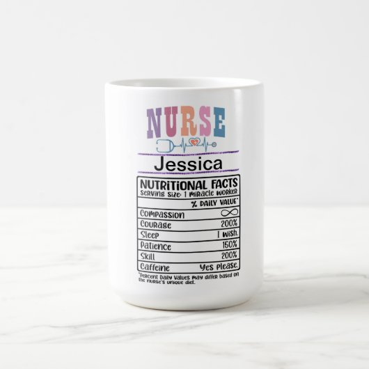 Mug Infirmière personnalisée Faits nutritionnels Drôle (Centre)
