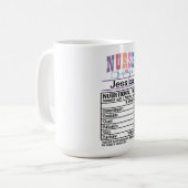 Mug Infirmière personnalisée Faits nutritionnels Drôle (Devant gauche)