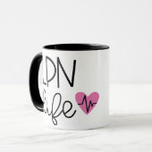 Mug Infirmière personnalisée "LPN Life" (Cheveux foncé (Devant gauche)