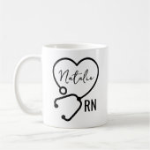Mug Infirmière personnalisée minimale Nom Stethoscope (Gauche)