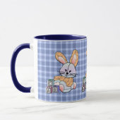 Mug Infirmière personnalisée Plaid Bleu - Lapin (Gauche)